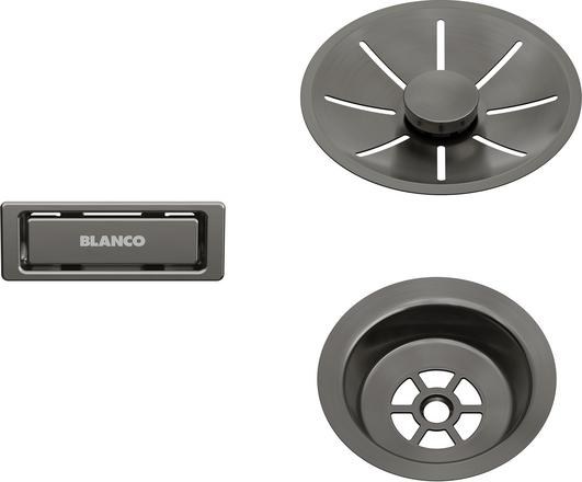 Odtoková sada Blanco InFino s přepadem C-overflow, satin dark steel