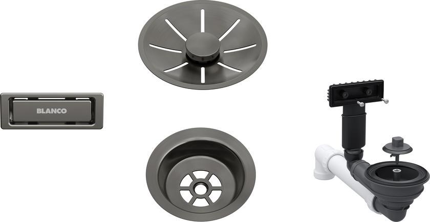 Odtoková sada 3 1" InFino pro jednu vaničku, přepad C-overflow, satin dark steel