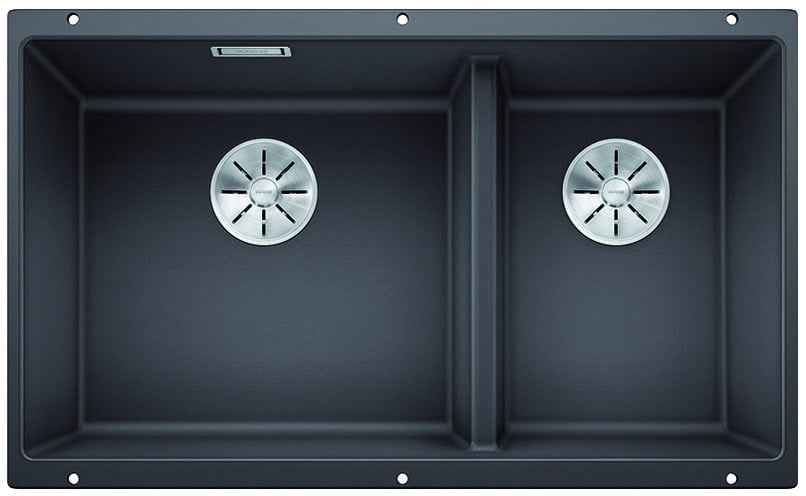Küchen‑Doppelspüle Blanco Subline 430/270-U in grauer Stein