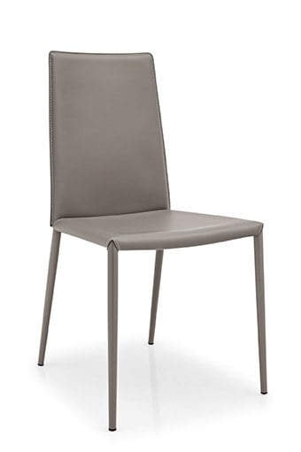 Jídlení židle BOHEME šedá kovová podnož (Matt Taupe), potah z regenerované kůže (Taupe)