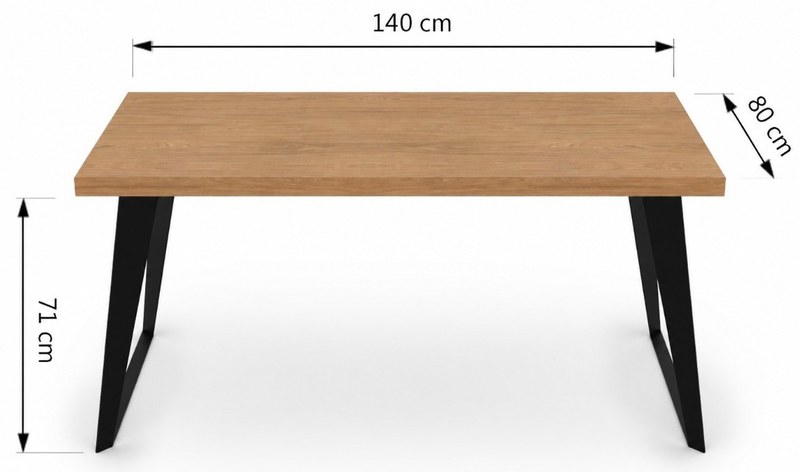 Jídelní stůl ICON Sykora® Design Dub Casella přírodní, LTD 38 mm, 140 x 80 cm