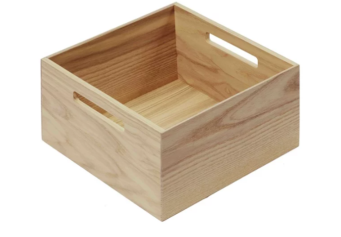 Dřevěný box s úchopy, LiniQ, dub světlý 236x236x120 světlý dub