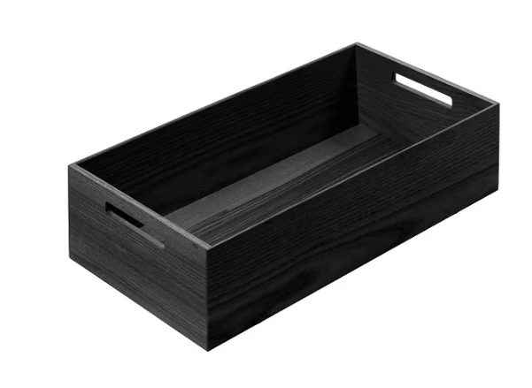 Dřevěný box s úchopy, LiniQ, jasan černý 234x472x120 černý jasan